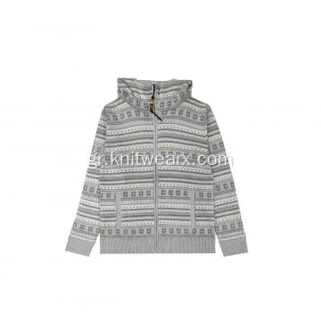 Ανδρικό πλεκτό πουλόβερ Snow Jacquard Full Zip Hoodie